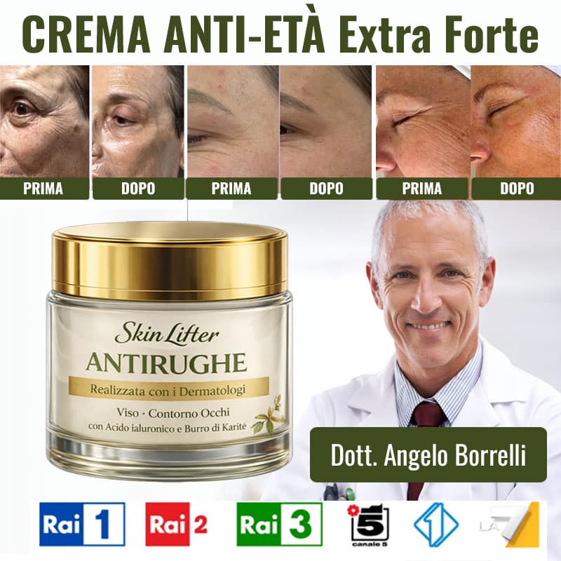 Crema anti-età con risultati visibili prima e dopo l'uso.