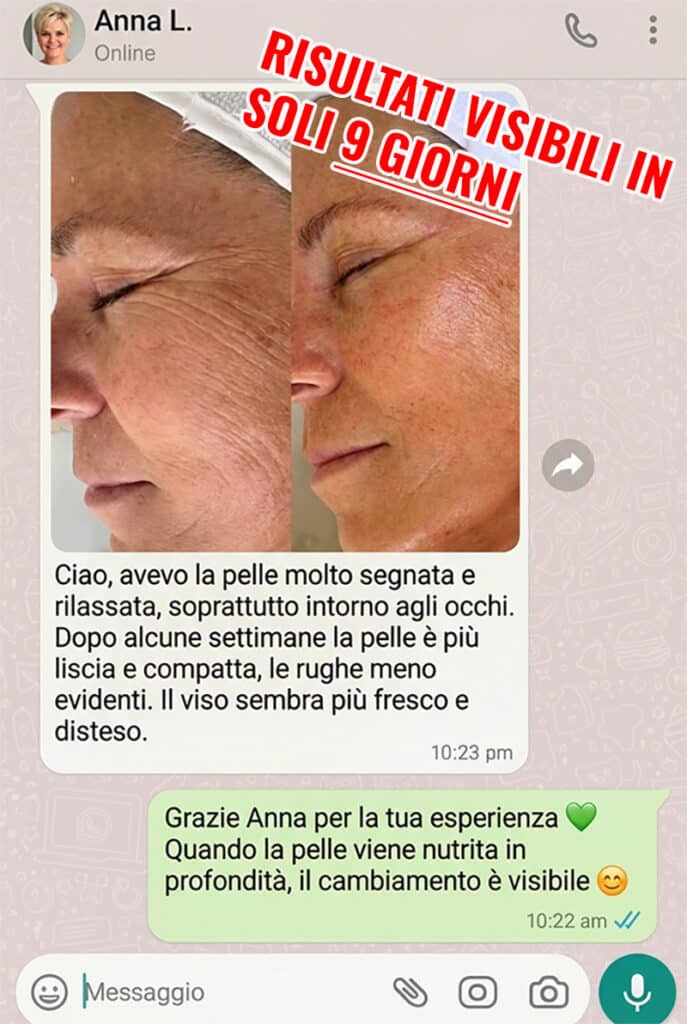 Prima e dopo trattamento visibile sulla pelle del viso.