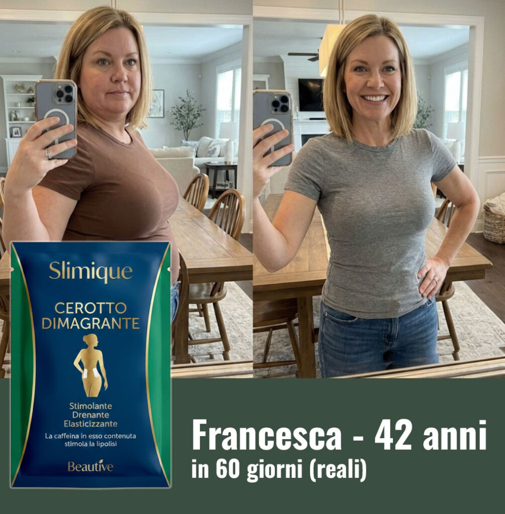 Prima e dopo l'uso di Slimique b, trasformazione di Francesca di 42 anni.
