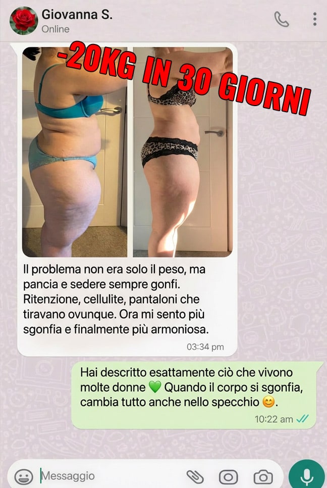 Prima e dopo la trasformazione del corpo con spirulina e dieta.