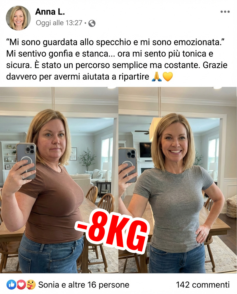 Donna felice mostra la sua perdita di peso di 8kg con Supremo Slim.