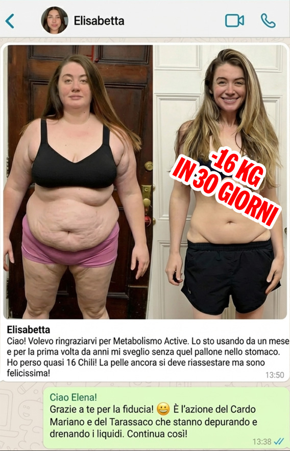 Prima e dopo la perdita di peso di Elisabetta in 30 giorni.