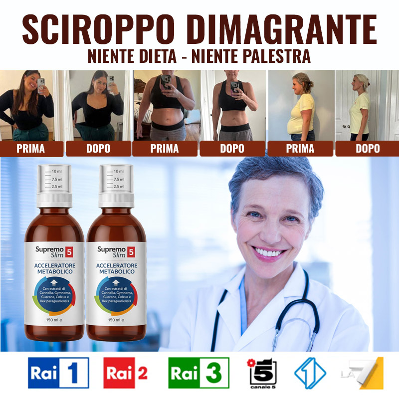 Sciroppo dimagrante Supremo Slim per perdita peso senza dieta o palestra.