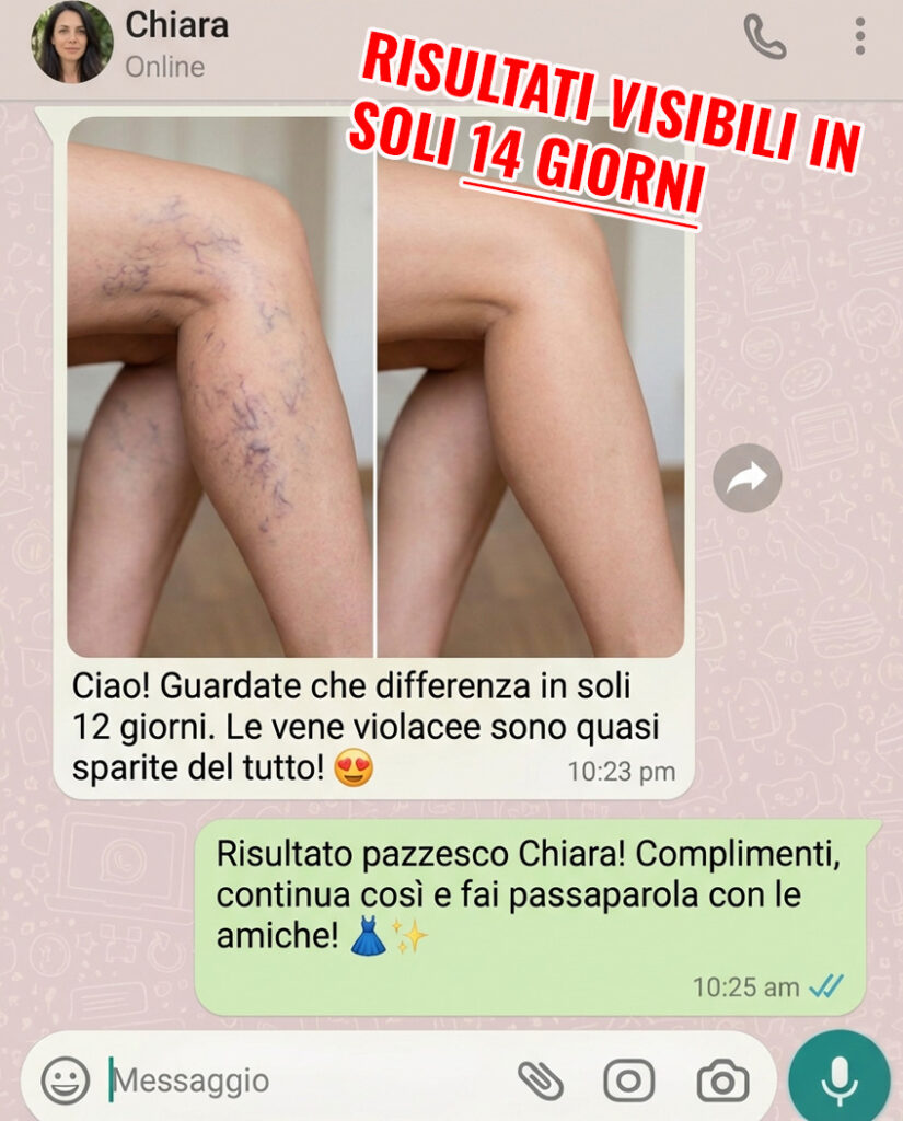 Testimonianza di miglioramento visibile delle vene in 14 giorni.