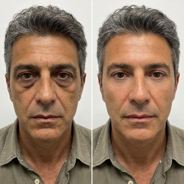 Trattamento anti-età occhi uomo, miglioramento visibile, cura della pelle.