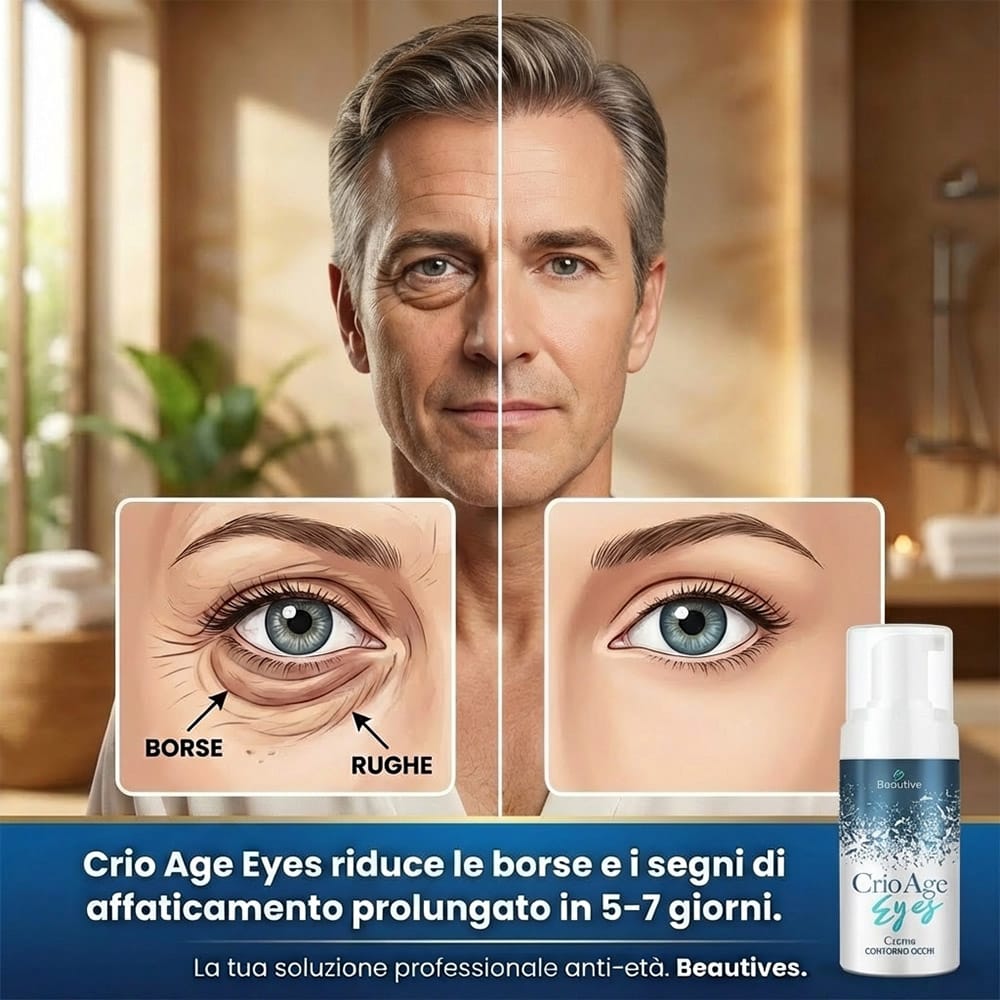 Trattamento anti-età per borse e rughe sotto gli occhi di uomini.