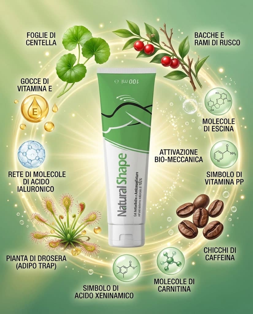 Crema naturale con estratti di piante e molecole benefiche per la pelle.