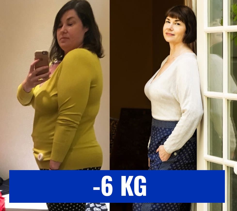 Donna prima e dopo perdita di peso di 6 kg con erbe naturali.
