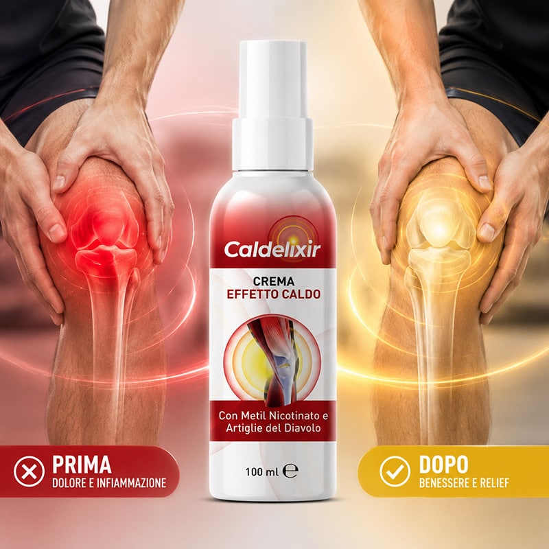 Crema Caldelixir per alleviare dolore e infiammazione alle ginocchia.