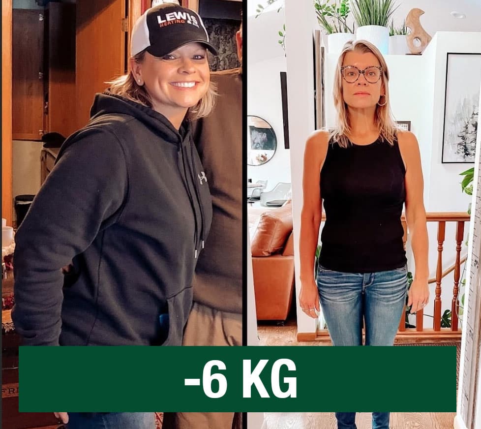 Donna prima e dopo perdita di peso di 6 kg con Slimique cortisolo.