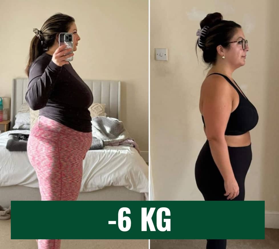 Donna prima e dopo perdita di peso di 6 kg con Slimique PerimenoPausa.