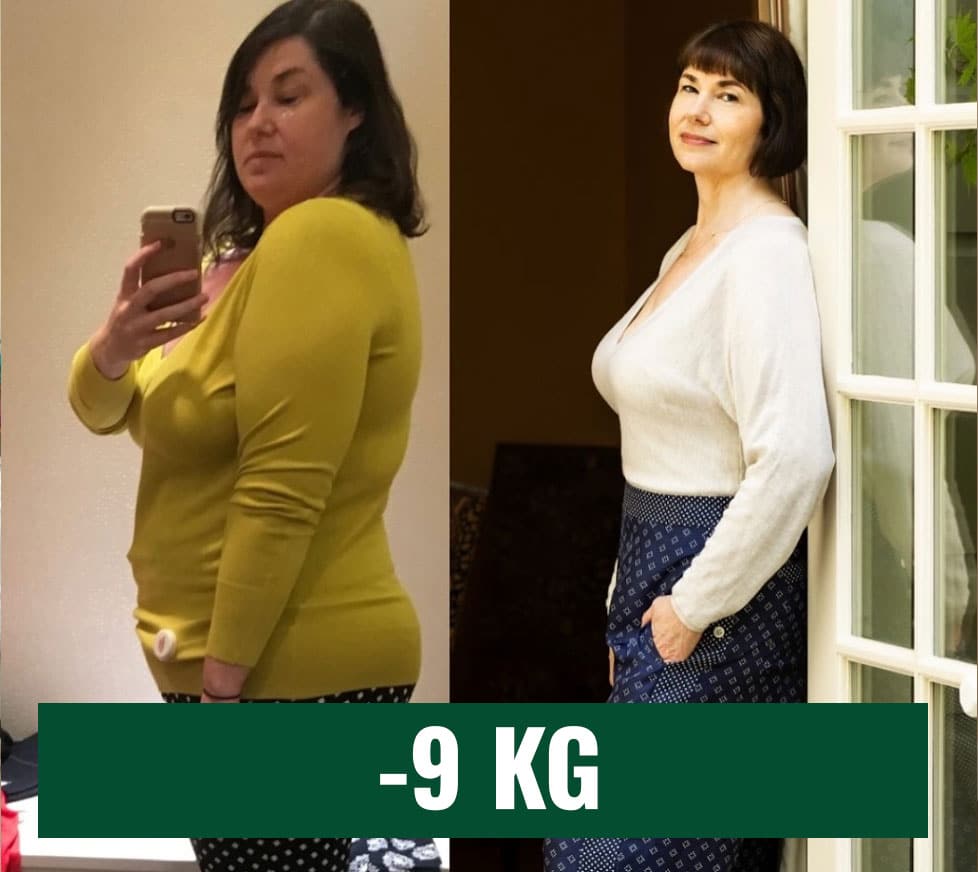 Donna prima e dopo perdita di peso di 9 kg con Slimique PerimenoPausa.
