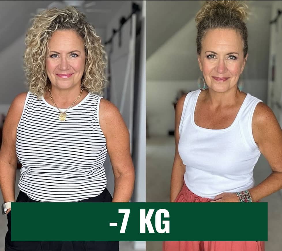 Donna prima e dopo perdita di peso di 7 kg con Slimique Perimenopausa.