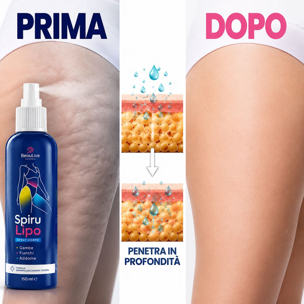Prima e dopo l'uso di Spirulipo per la pelle.