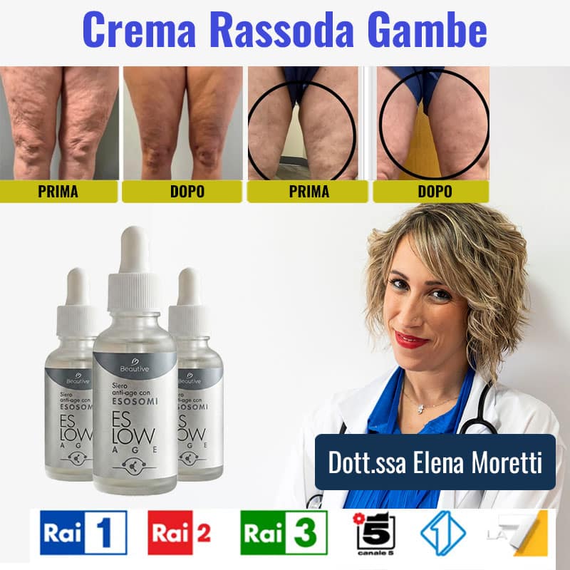 Crema rassoda gambe con prima e dopo, miglioramento visibile della pelle.