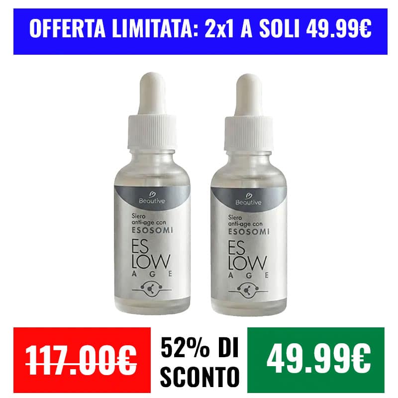 Siero anti-age con Esosomi, offerta limitata 2x1 a 49,99€.