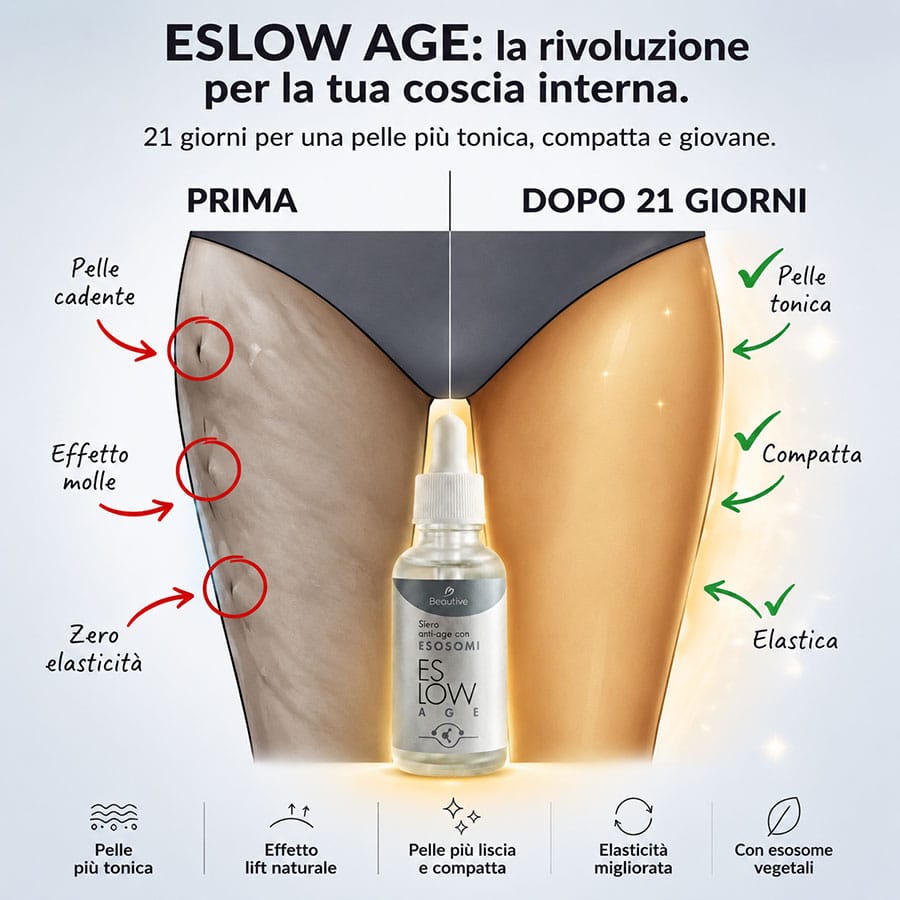 Prima e dopo 21 giorni con ESLOW AGE per gambe toniche e compatte.