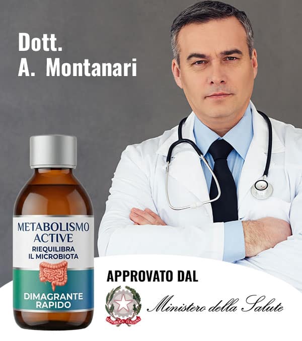 Dott. A. Montanari con prodotto Metabolismo Active per equilibrio microbiota.