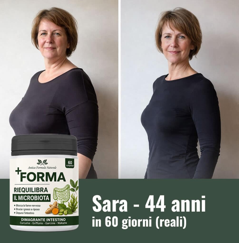 Sara di 44 anni prima e dopo 60 giorni di Forma Macrobiota.