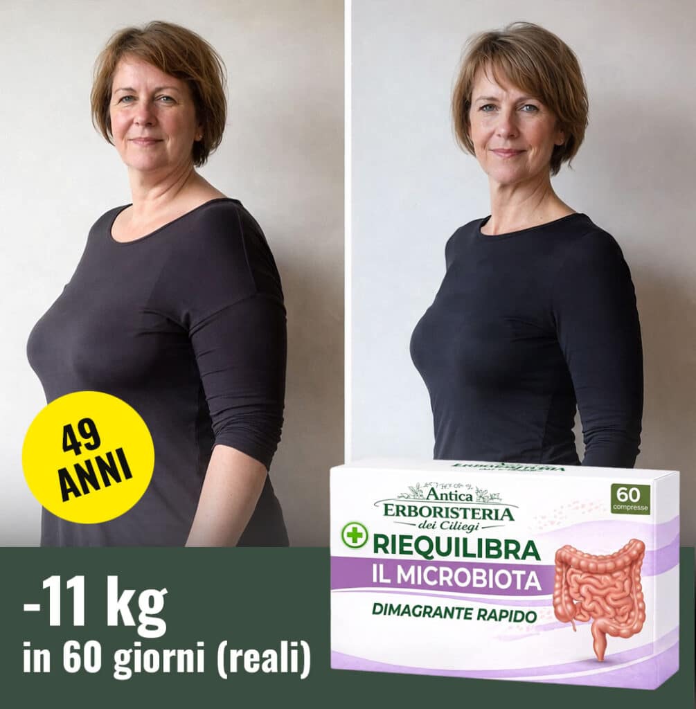 Donna felice con perdita di peso di 11 kg in 60 giorni con Erboristeria.