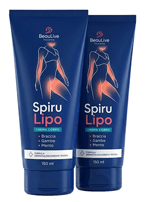 Crema corpo Spirulipo 2x49 con estratti di braccia, gambe e mento.