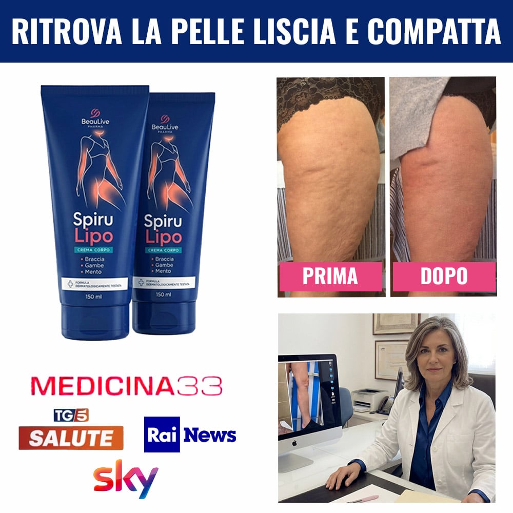Prodotto Spirulipo per la cura della pelle, prima e dopo il trattamento.